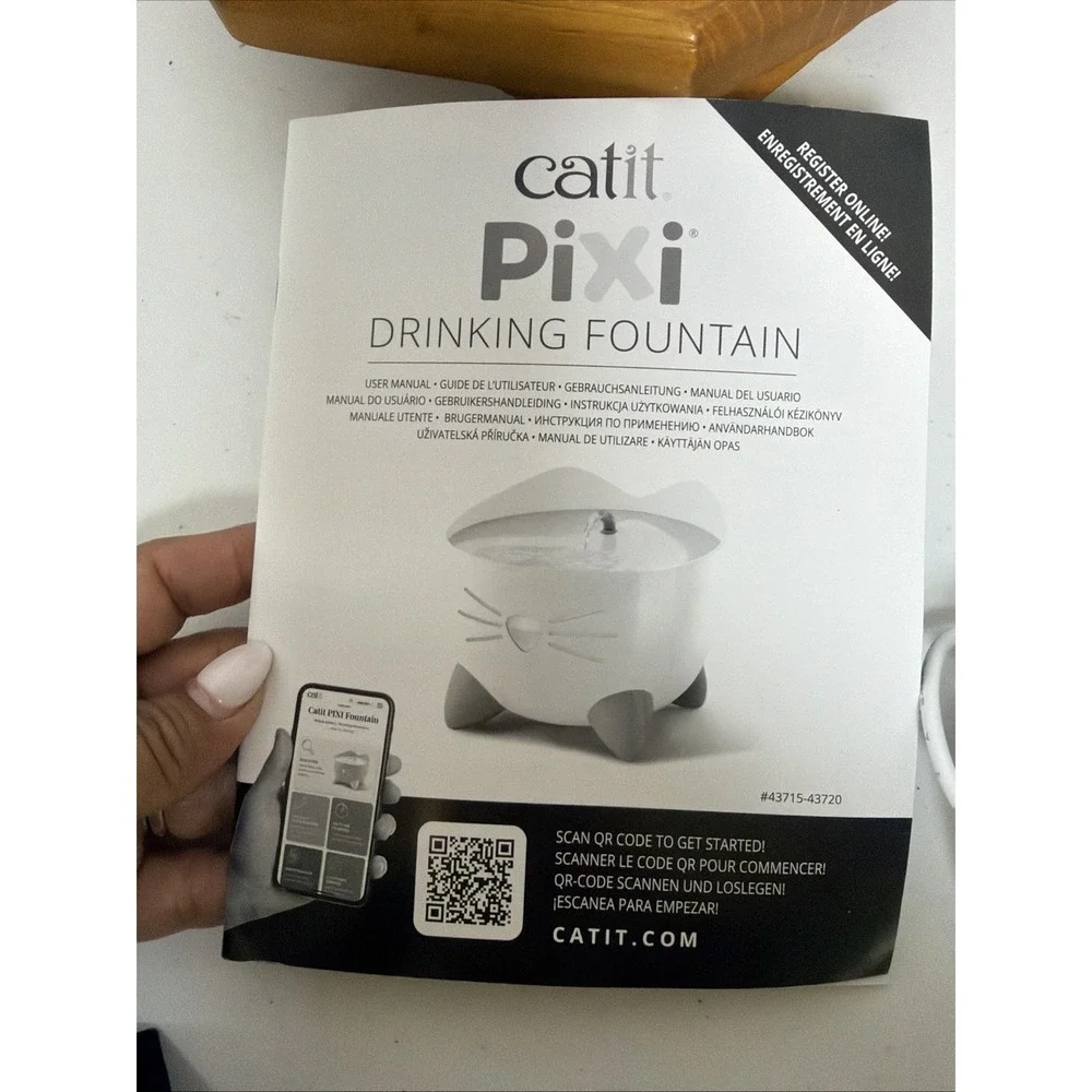 Catit Pixi Cat Drinking Fountain Blue LED Water Fountain Pet Bowl Tested‎